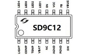 1.1A充电/1.5A放电，移动电源专用芯片 SD9C12