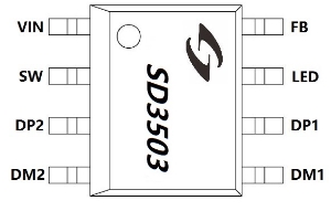 3.3A输出，带双路USB识别车充芯片 SD3503