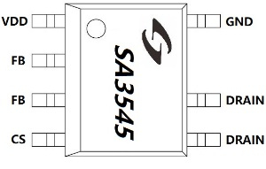 多模式原边反馈CC/CV控制功率开关 SA3545V