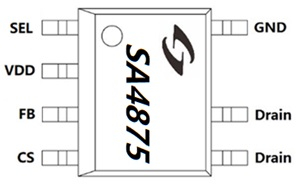 6级能效,CC/CV,内置高压MOSFET的PWM控制器 SA4875V
