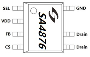 6级能效,CC/CV,内置高压MOSFET的PWM控制器 SA4876V